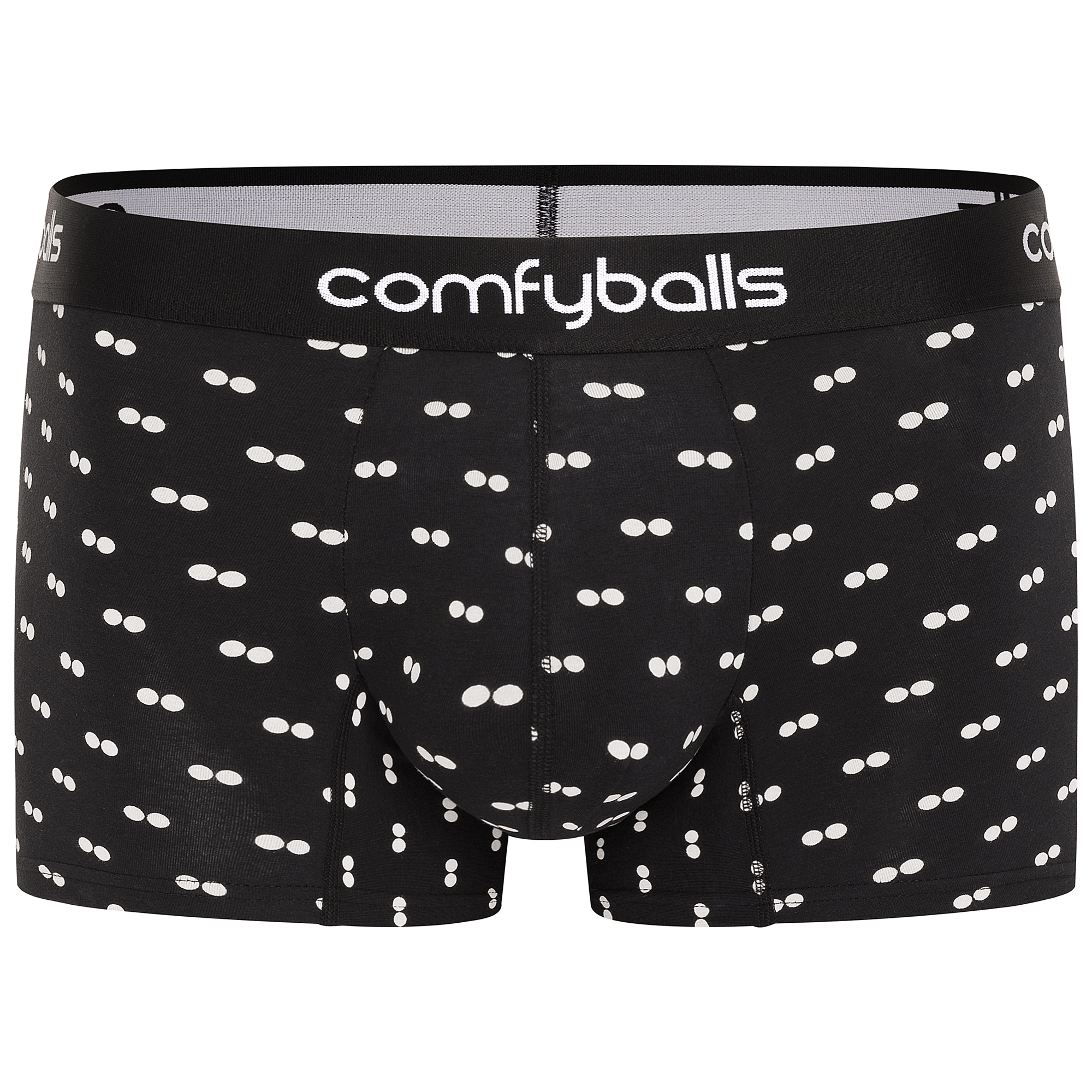 Comfyballs Cotton Regular Black White Boxer Front