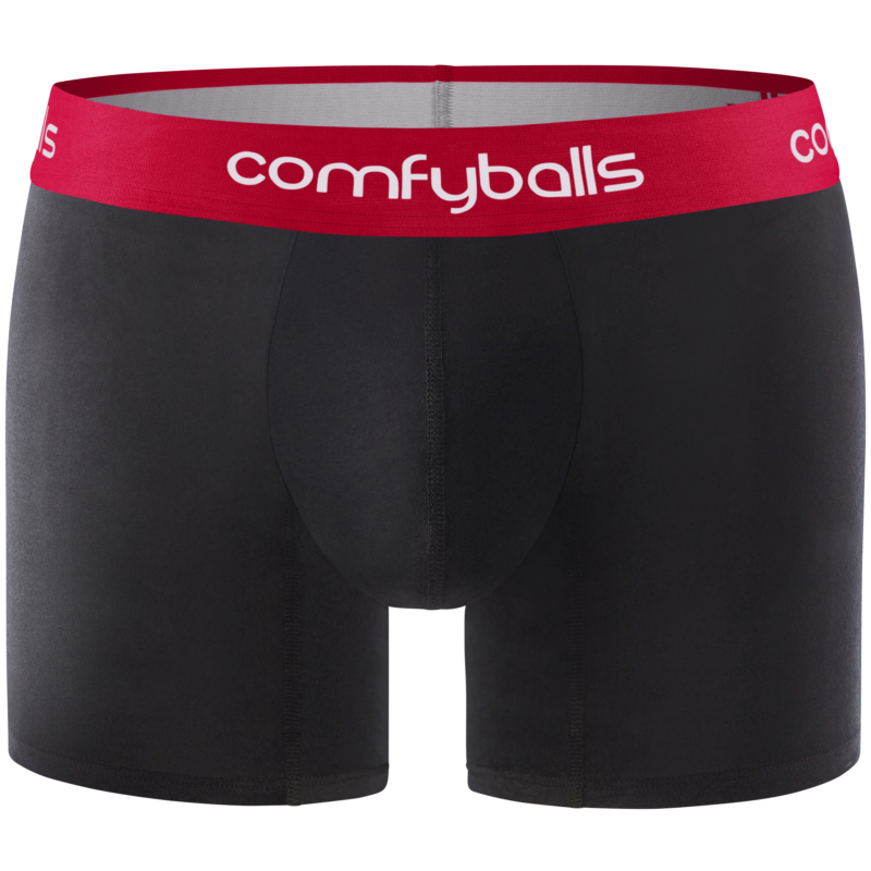 Cotton Long Black Red Boxer