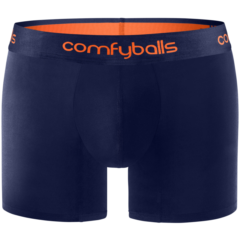 Cotton Long Navy Tangerine Boxer Front