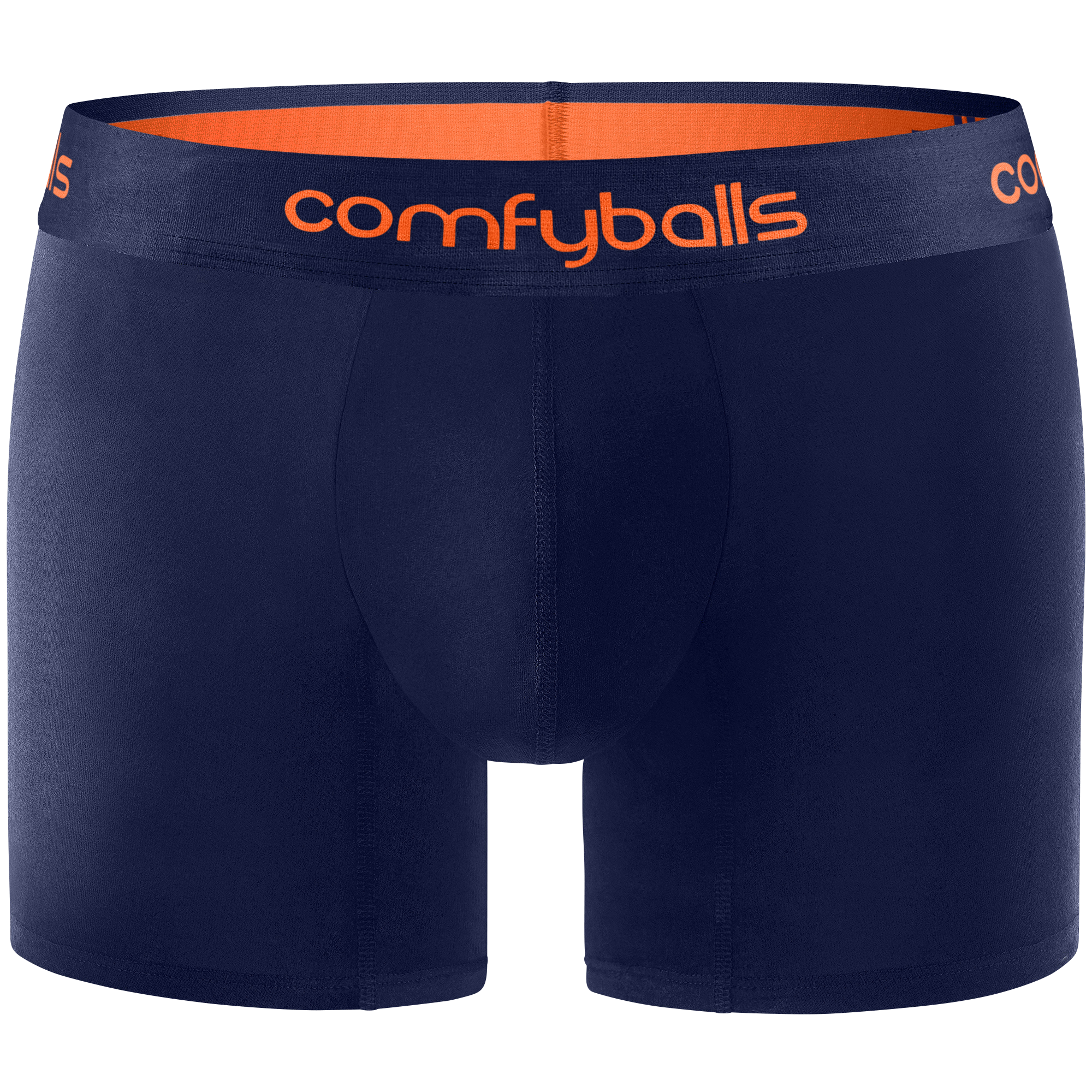 Cotton Long Navy Tangerine Boxer Front Cotton Long Navy Tangerine Boxer Front