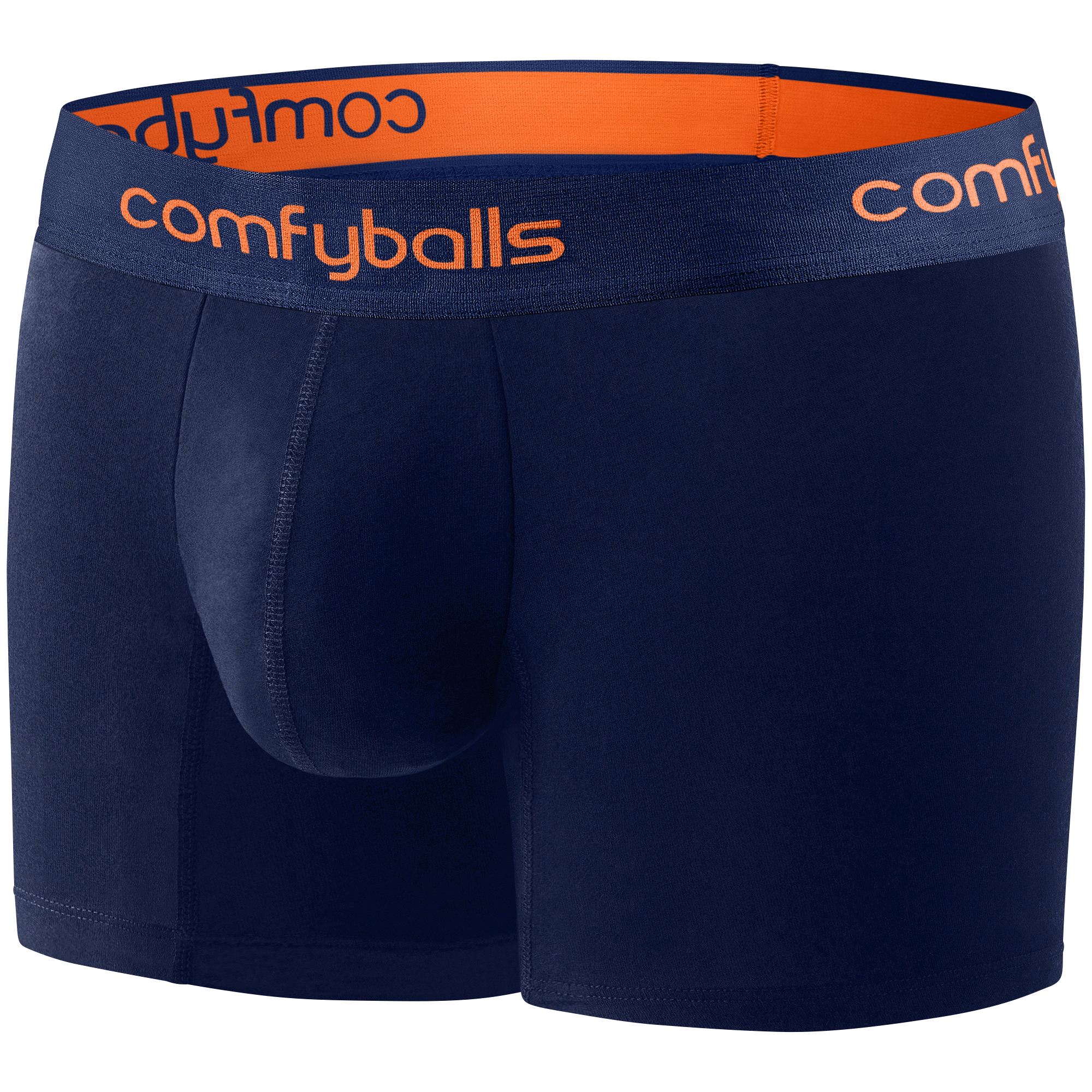 Cotton Long Navy Tangerine Boxer Side Cotton Long Navy Tangerine Boxer Side