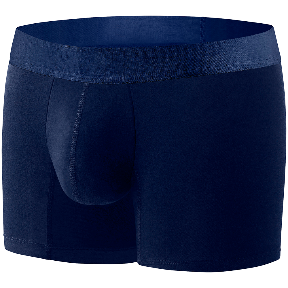 Comfyballs Cotton Long Navy No Show Logo Boxer Side