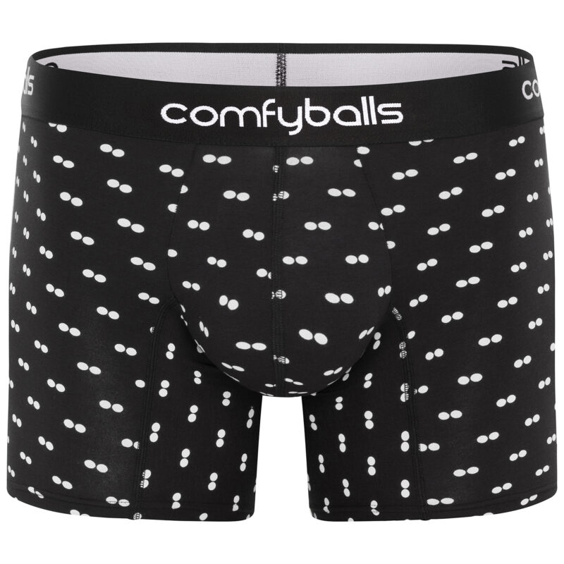 Comfyballs Cotton Long Black White Boxer Front