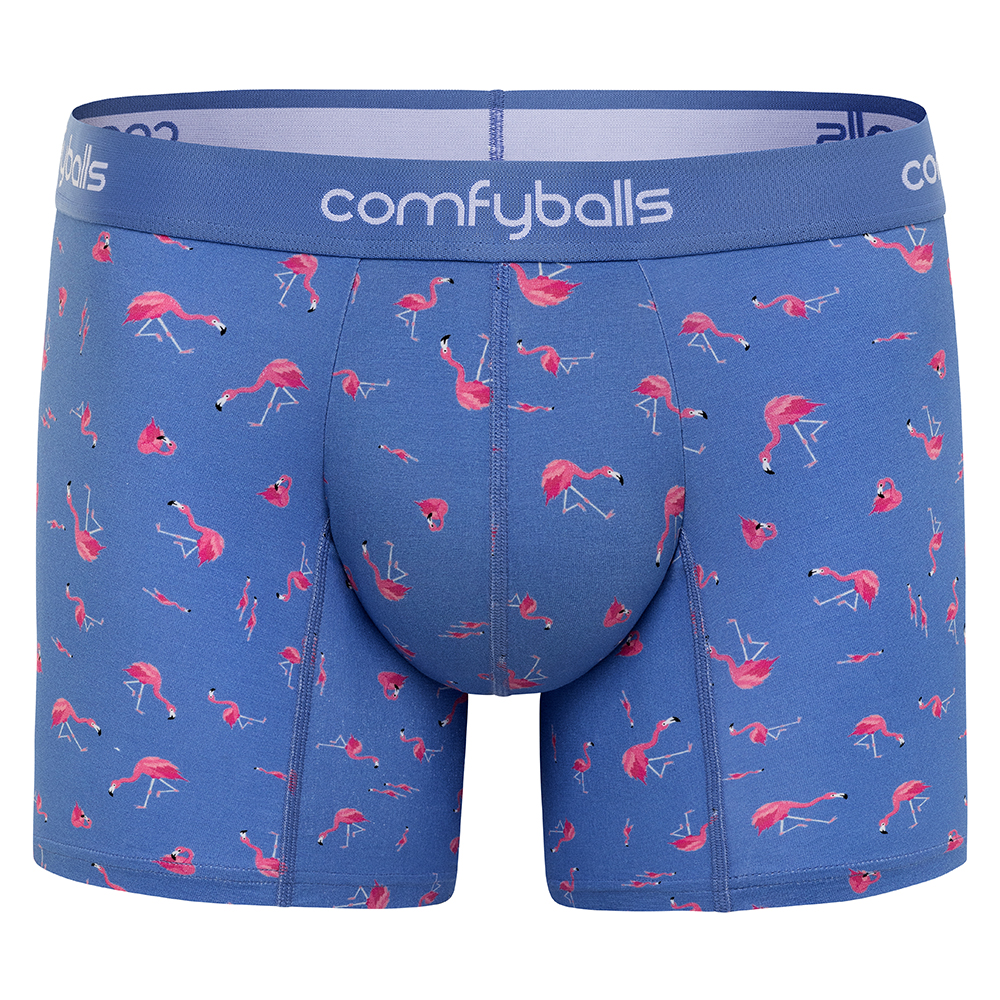 Cotton Long Blue Flamingo Boxer