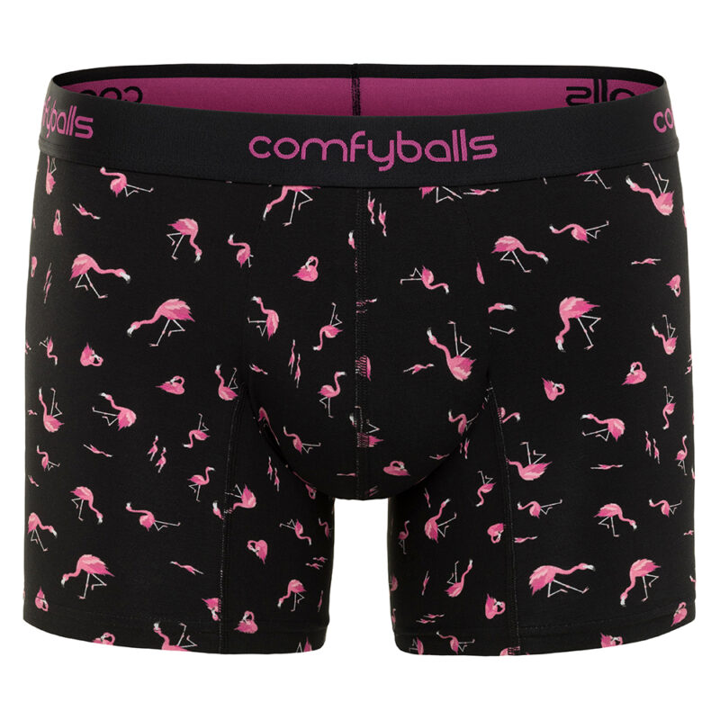 Cotton Long Black Flamingo Boxer