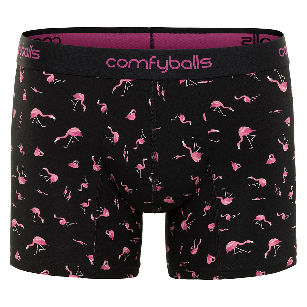 Cotton Long Black Flamingo Boxer