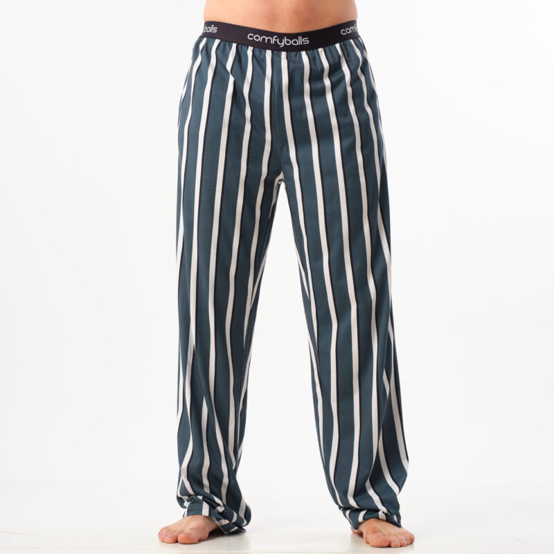 Comfy Pyjama Pants - Dusty Blue Stripe Front