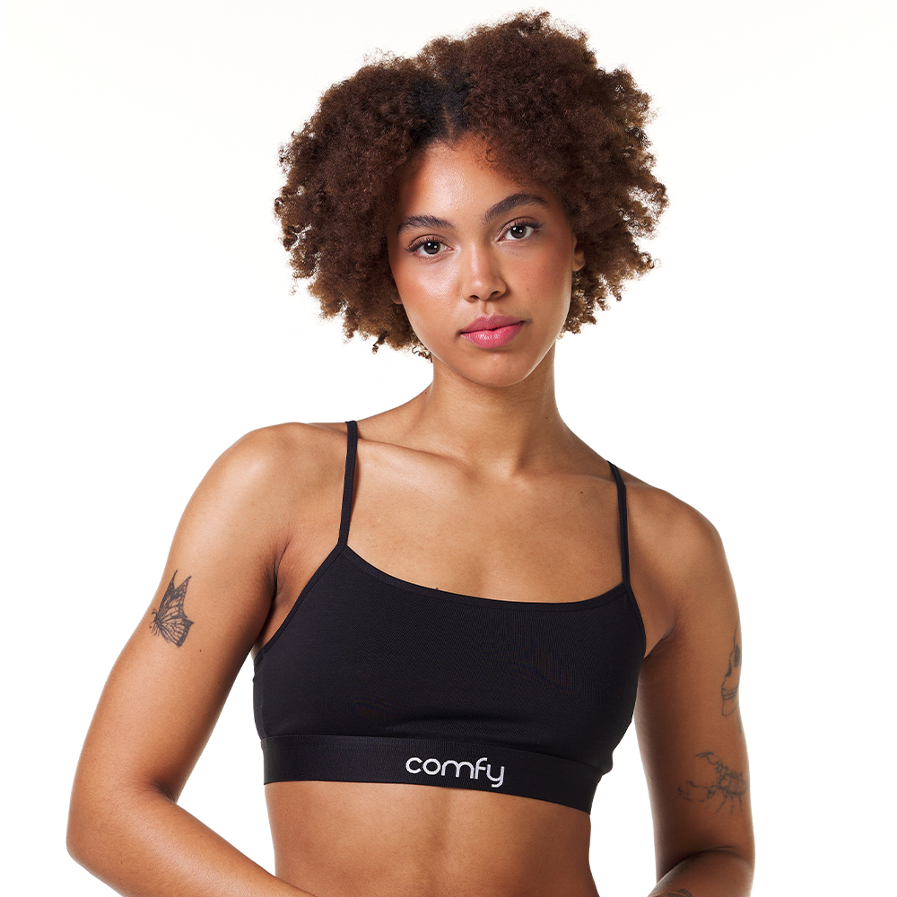 Comfy Womens Comfycel Black Crop Bra front Comfy Womens Comfycel Black Crop Bra Front