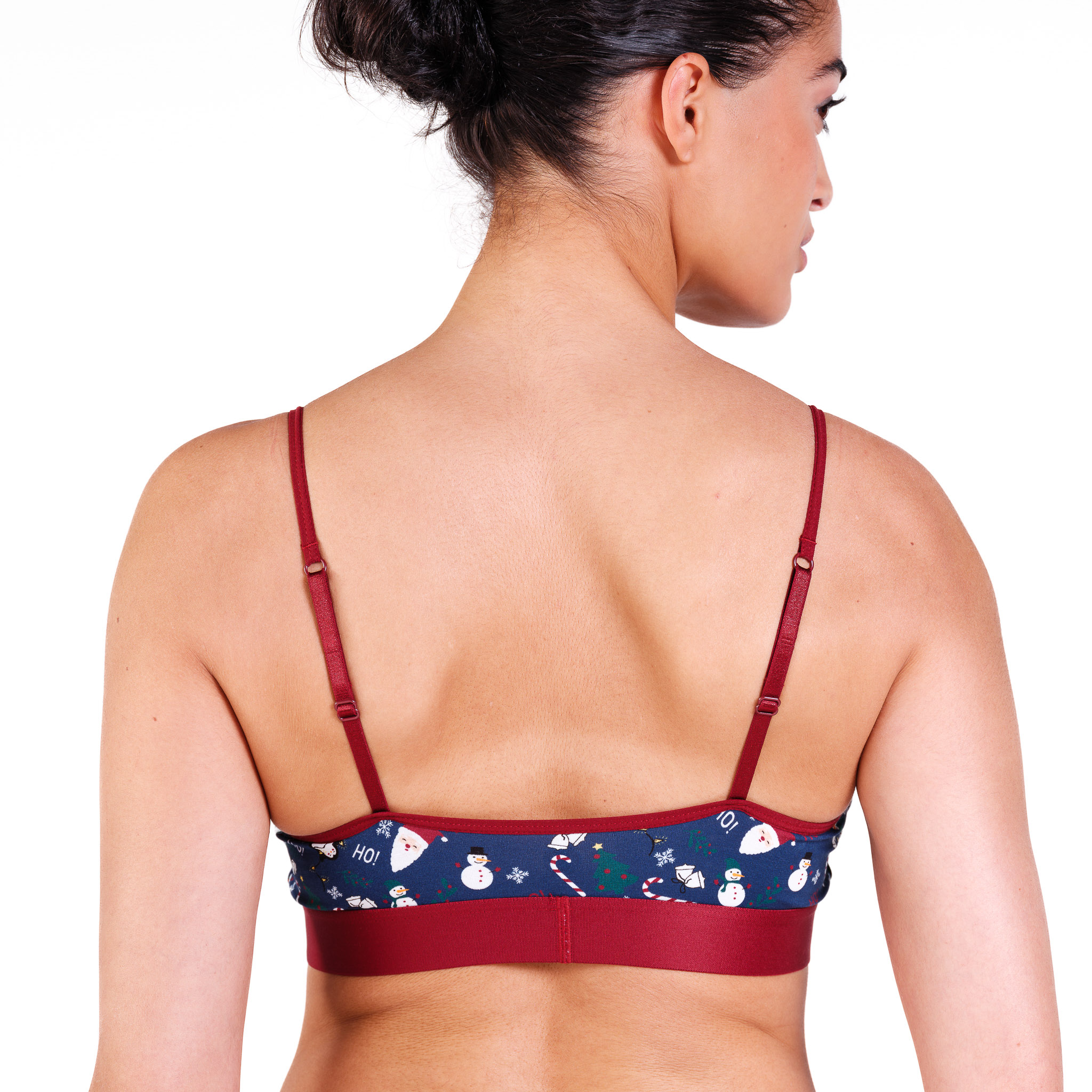 Comfy Womens Cotton Christmas Crop Bra Back