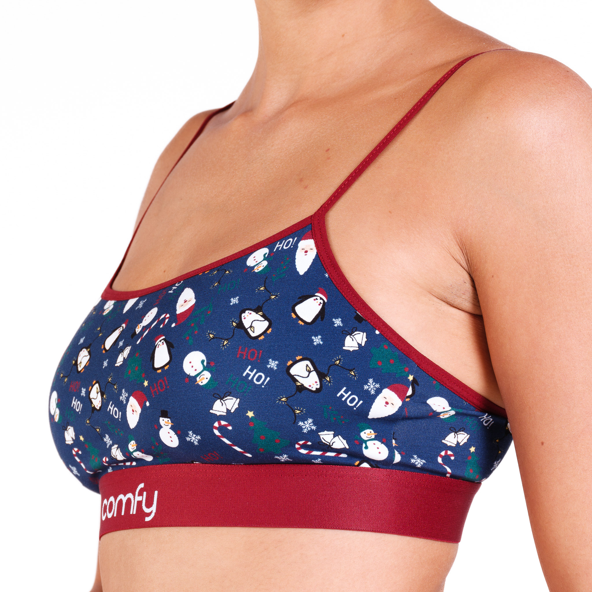 Comfy Womens Cotton Christmas Crop Bra Side