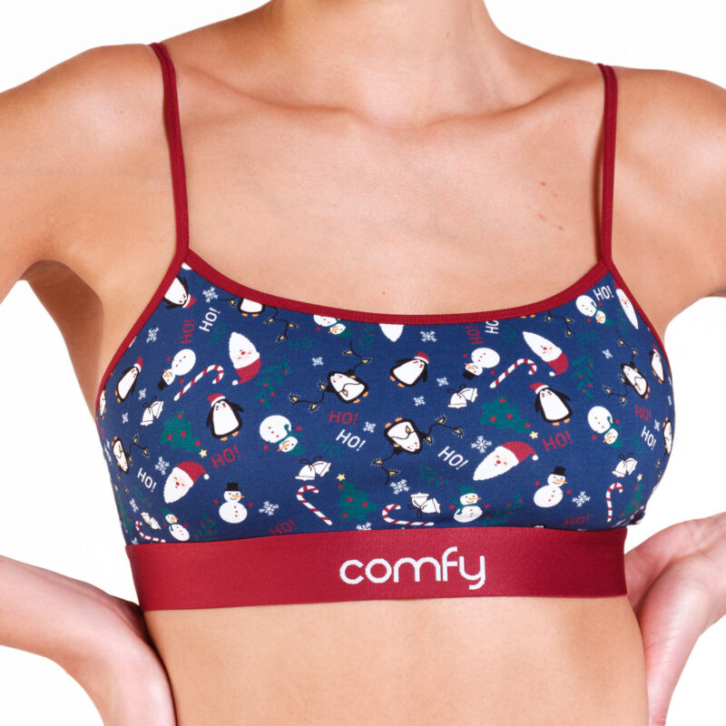 Comfy Womens Cotton Christmas Crop Bra Front