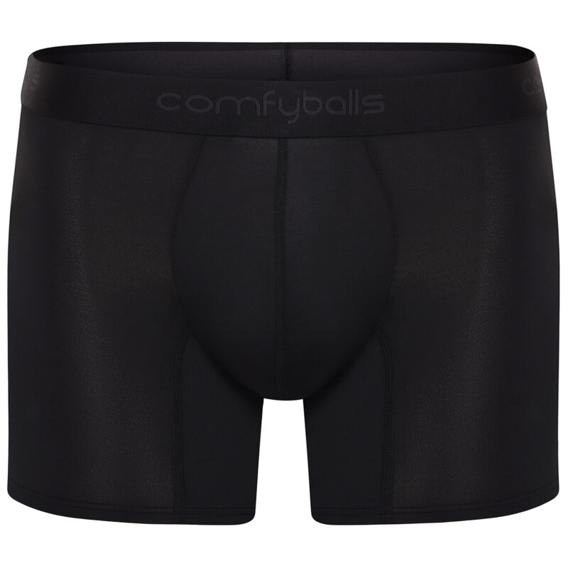 Comfyballs Performance Long Pitch Black Boxer Front