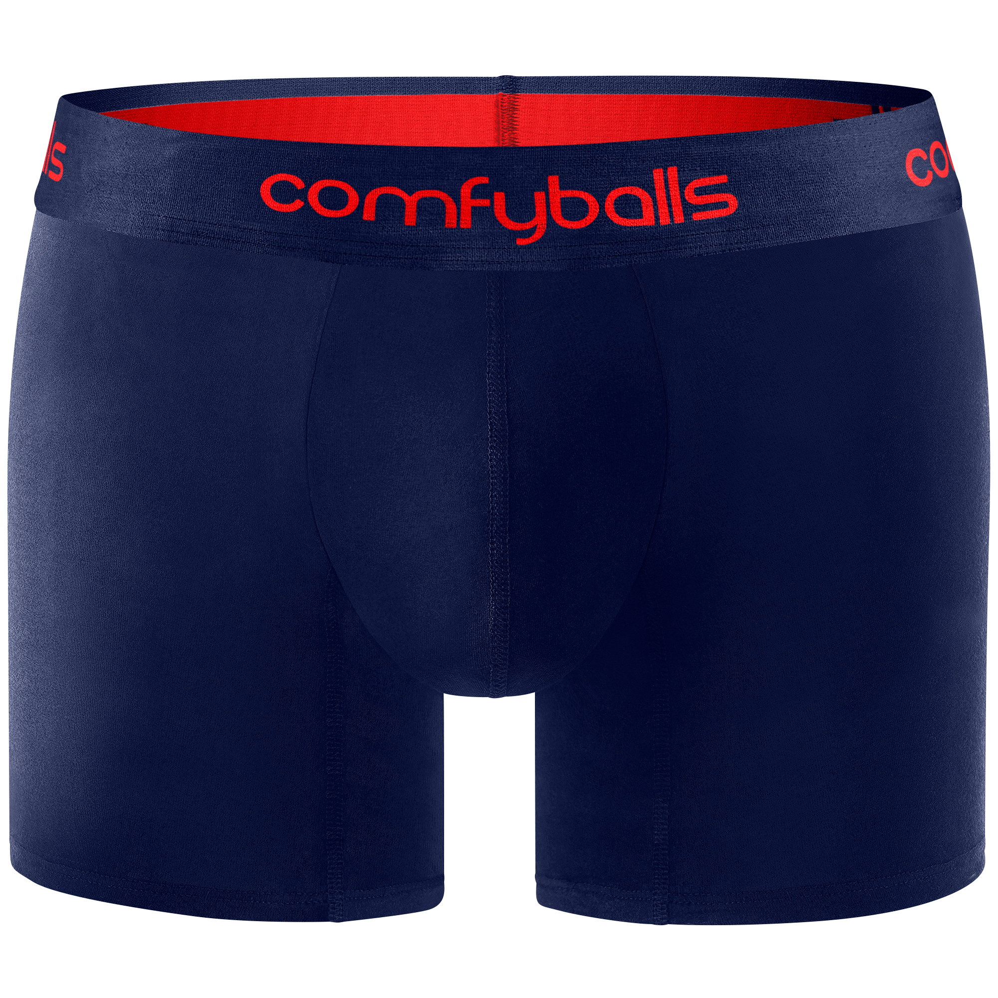 Comfyballs Performance Long Navy/Red Boxer Front Comfyballs Performance Long Navy/Red Boxer Front