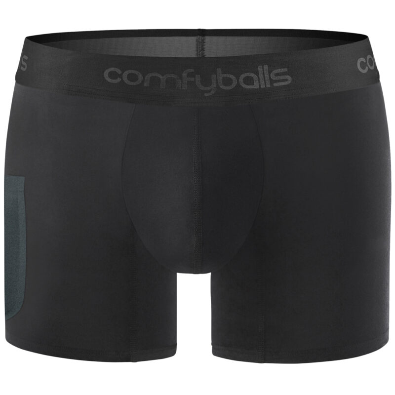 Comfyballs Performance Pocket Long Black Boxer Front