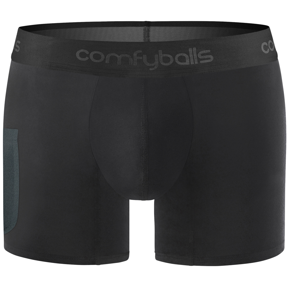 Comfyballs Performance Pocket Long Black Boxer Front