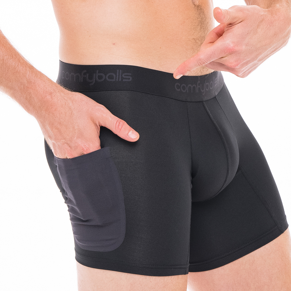 Comfyballs Performance Pocket Long Black Boxer
