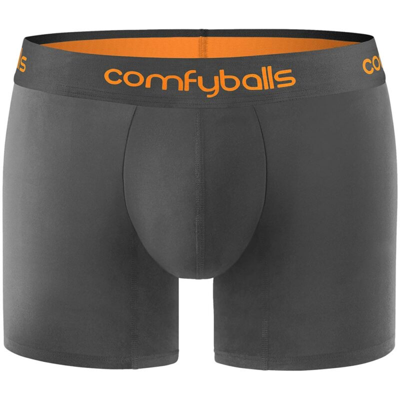 Comfyballs Cotton Long Charcoal Orange Boxer Front