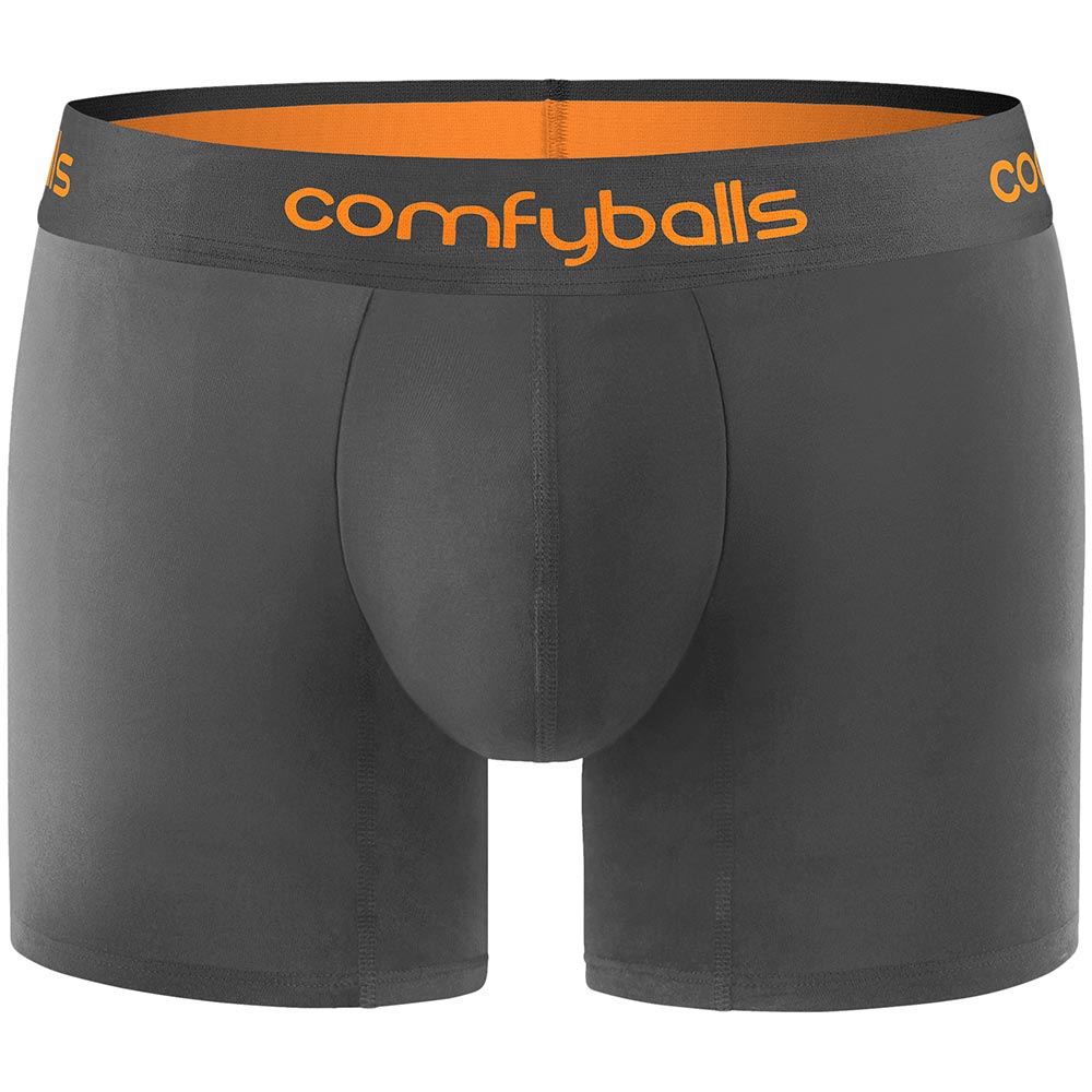 Comfyballs Cotton Long Charcoal Orange Boxer Front Comfyballs Cotton Long Charcoal Orange Boxer Front